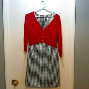 Black and white houndstooth  pencil  dress